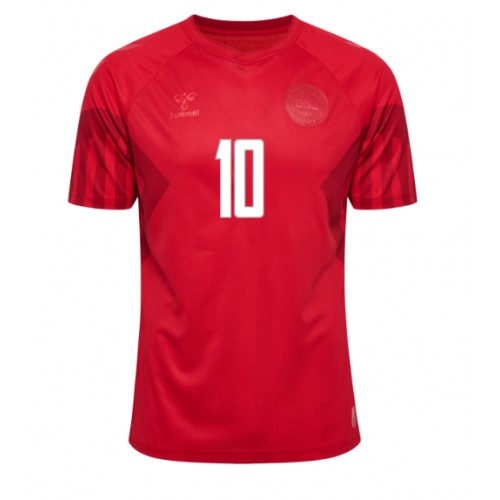 Denmark Christian Eriksen #10 Replica Home Stadium Shirt World Cup 2022 Short Sleeve